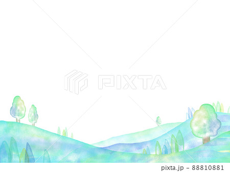 メルヘンチックな風景　水彩画　白バック 88810881