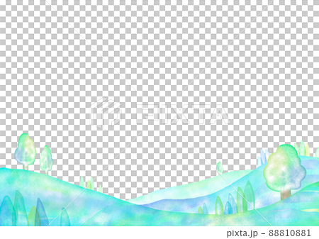 メルヘンチックな風景　水彩画　白バック 88810881