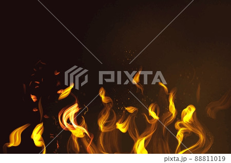 Fire flame element vector in black backgroundのイラスト素材 [88811019] - PIXTA