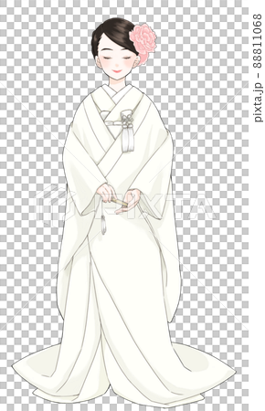 白無垢を着て目を閉じた洋髪の花嫁 88811068
