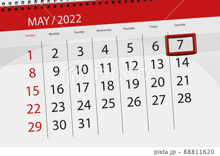 Calendar planner for the month may 2022, deadline day, 7, saturday 88811620
