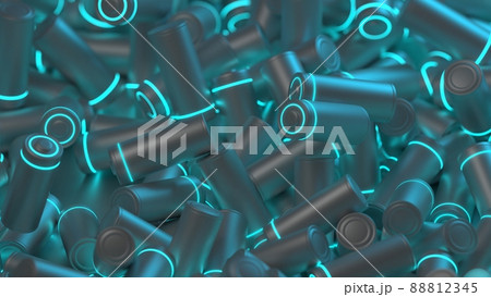 Lithium Battery concept - electrical power supply of rechargeable source - 3D illustration 88812345