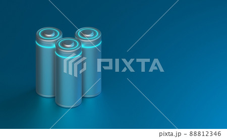 Lithium Battery concept - electrical power supply of rechargeable source - 3D illustration Lithium Battery concept - electrical power supply of rechargeable source - 3D illustration 88812346