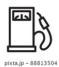 Petrol station icon in outline style on white background. 88813504