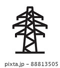 Electricity network station icon in outline style on white background. 88813505