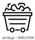 Cart with coal icon in outline style on white background. 88813506