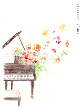 グランドピアノと色とりどりの花々 グランドピアノと色とりどりの花々 88813742