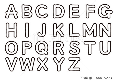 ポップな文字 白文字 黒ふち Abcのイラスト素材