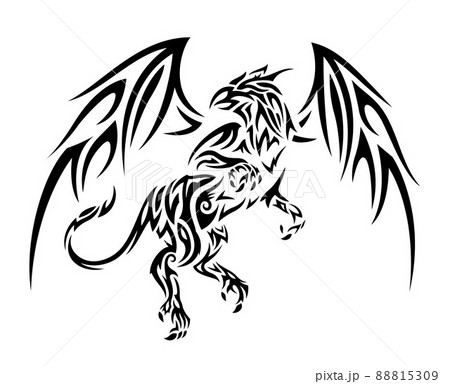 Tribal tattoo art with black gryphon silhouette 88815309