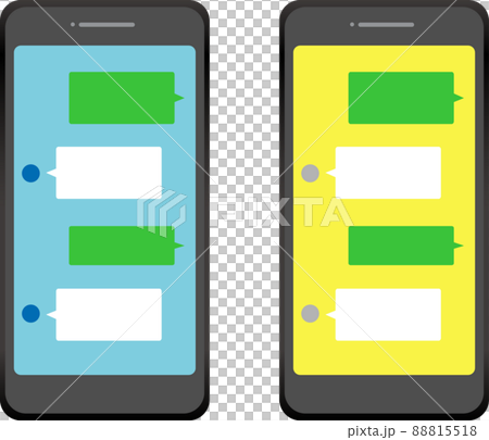 メール　履歴あり　スマートフォン　スマホ　SNS　画面　水色　黄色　セット 88815518