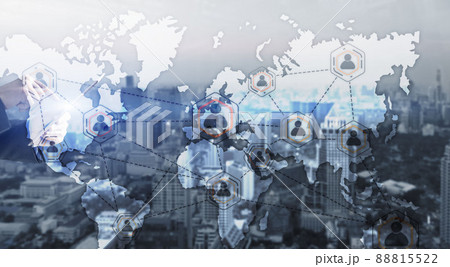Global Outsourcing Resources Business Internet Technology Concept On city people background 88815522