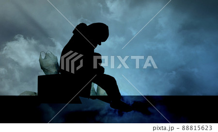 路上生活者シルエットイメージ 88815623