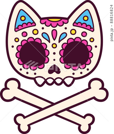 Mexican painted cat skull Mexican painted cat skull 88816824