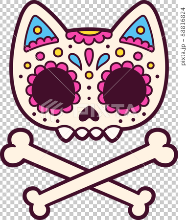 Mexican painted cat skull Mexican painted cat skull 88816824