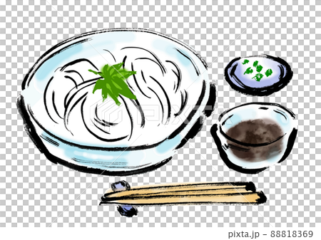 ソーメンの手描き和風イラスト 88818369