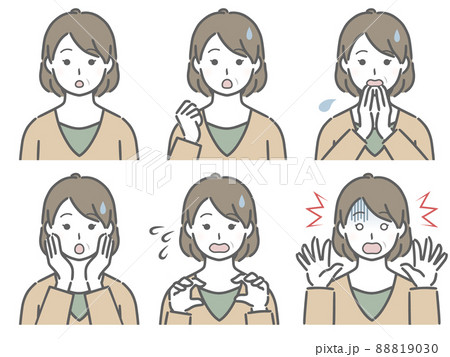 驚く表情の強弱　中年女性 88819030