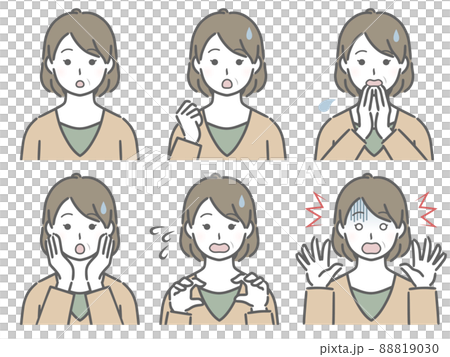 驚く表情の強弱　中年女性 88819030