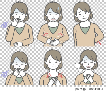 体調の悪い中年女性 88819031