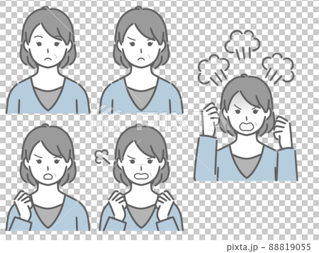 Strength of angry expression Middle-aged woman 88819055