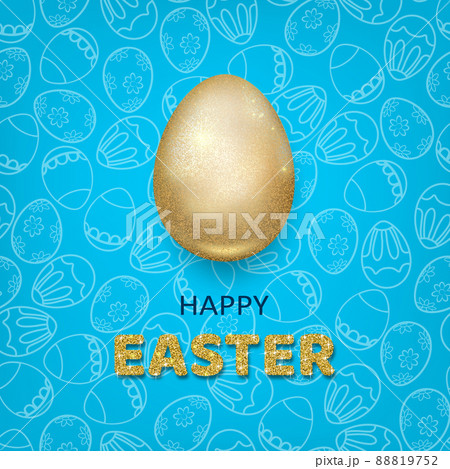 golden easter egg on blue background vector 88819752