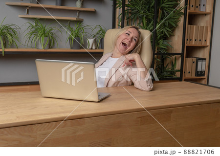 The girl at the computer business lady, the concept of a torgitologist gender equality job shopping freelance icons equality, In the afternoon search laptop for study for modern animals, hands cute 88821706