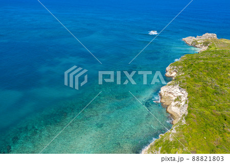 Macao beach with turquoise water and stone cliff. Dominican Republic. Aerial view from drone 88821803