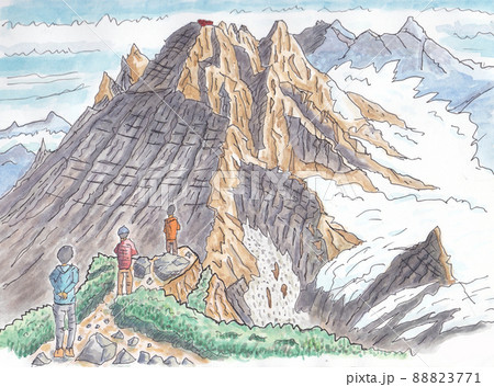 夏の北アルプス 南岳小屋から大キレット越しに北穂高岳を望む 長野県 日本 夏の北アルプス 南岳小屋から大キレット越しに北穂高岳を望む 長野県 日本 88823771