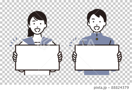 人物 ホワイトボードを持つ中学生の男女セット 88824379
