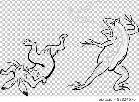 鳥獣戯画（ウサギとカエルの相撲） 88824670