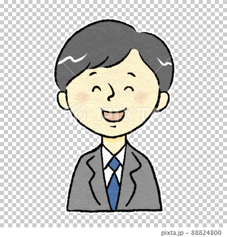 Office worker face icon of a man in a suit Hand-drawn illustration material Smile Office worker face icon of a man in a suit Hand-drawn illustration material Smile 88824800