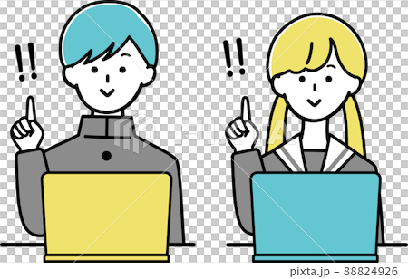 個人電腦指點姿勢學生男女有線條 88824926