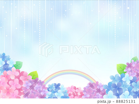 梅雨の紫陽花 背景フレームイラスト ☆ バリエーション多数 88825131