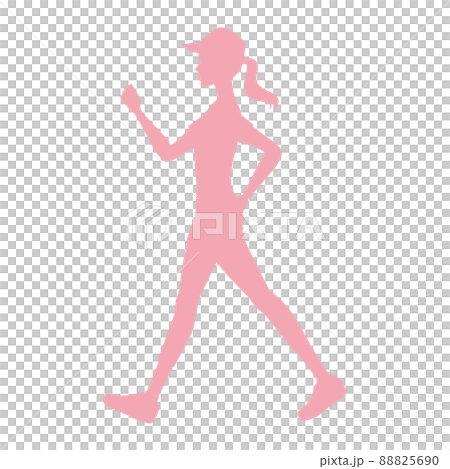 ウォーキングする女性のシルエット 88825690