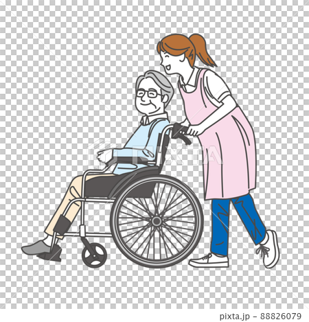 坐輪椅的老人和護理人員 88826079