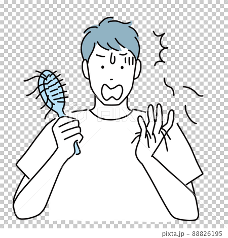 A man who is surprised to find a lot of hair loss after combing his hair A man who is surprised to find a lot of hair loss after combing his hair 88826195
