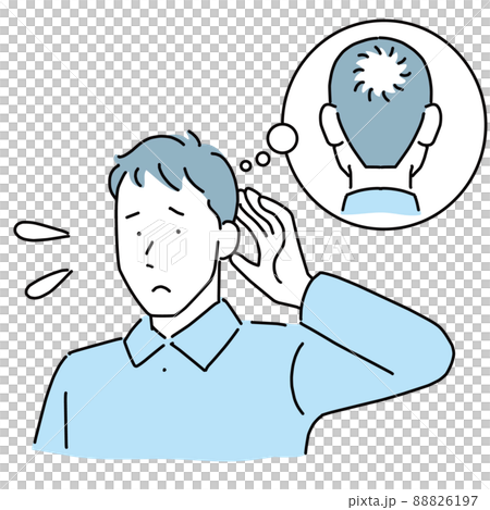 後頭部と頭頂部の薄毛を気にする男性 後頭部と頭頂部の薄毛を気にする男性 88826197