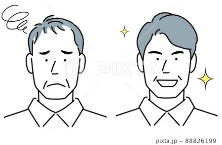 中高年男性の頭部 薄毛に悩む 髪の毛が豊か 中高年男性の頭部 薄毛に悩む 髪の毛が豊か 88826199