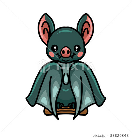 Cute bat cartoon sitting on tree	 88826348