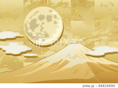 富士山と満月 88826890