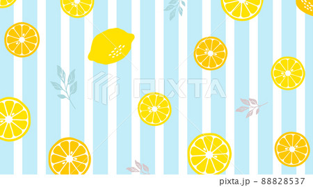 レモン オレンジ ストライプ 背景 爽やかのイラスト素材 8537
