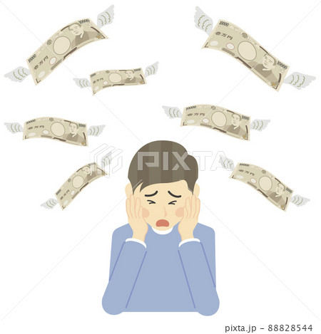 羽が生えて飛んでいくお金 88828544