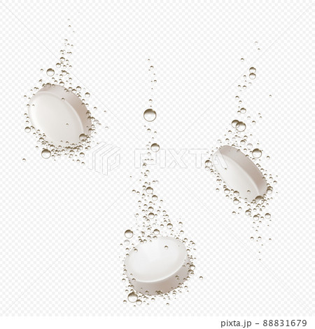 Effervescent soluble tablet with bubbles in water 88831679