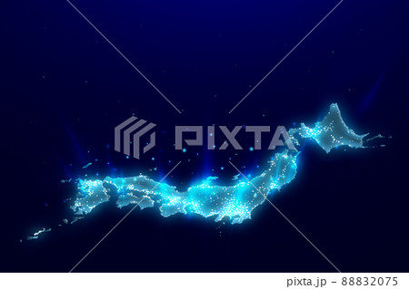 日本地図と青い光線エネルギーの背景画像イラスト素材 88832075