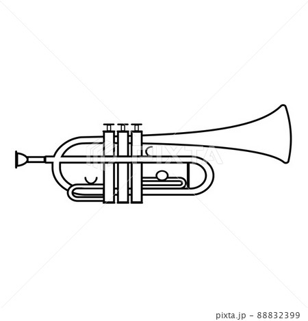 Set of musical wind instruments trombone, black contour isolated vector illustration Set of musical wind instruments trombone, black contour isolated vector illustration 88832399
