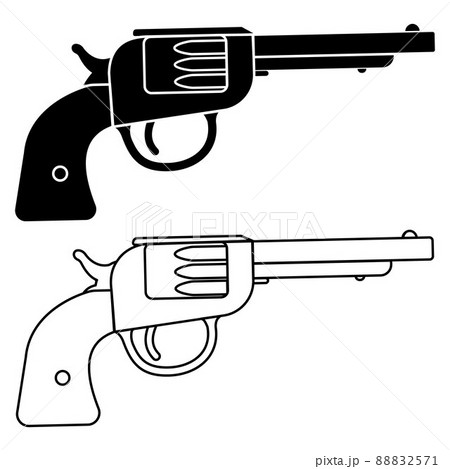 Revolver silhouette and contour isolated on white background, vector illustration 88832571
