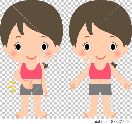 下丹田に触れるトレーニングウェアの女性 88832729
