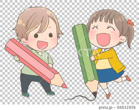 Illustration of a child holding a pencil Illustration of a child holding a pencil 88832856