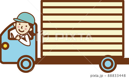トラックを運転する女性の作業員。 88833448