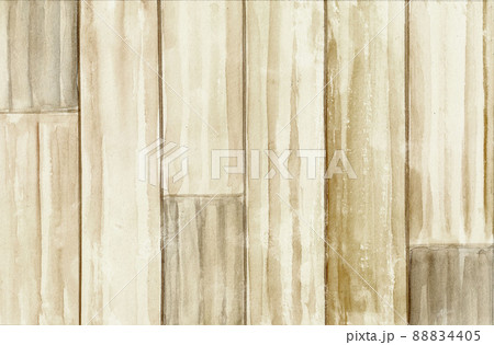 手描き水彩のセピア色アンティーク風木目イラスト 88834405