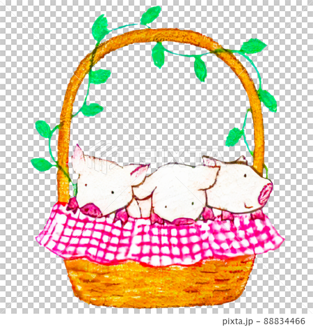 柔らかいタッチの手描き風子豚のイラスト 88834466